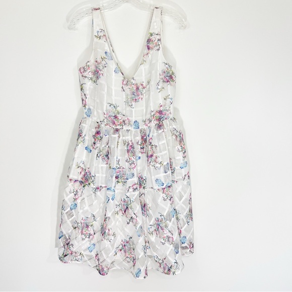 Maeve for Anthropologie Peony Garden White Floral Print Mini Dress Size 8 NWT - Picture 2 of 11